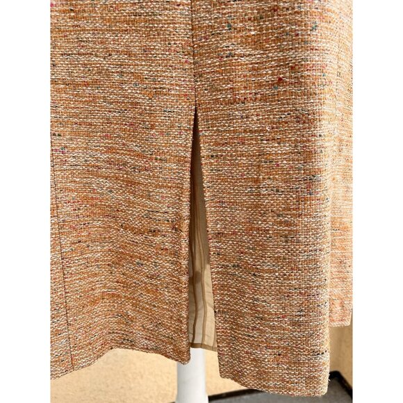 Kay Unger Classic sheath dress size 10 tweed silk lined godets sleeveless orange - Picture 3 of 11